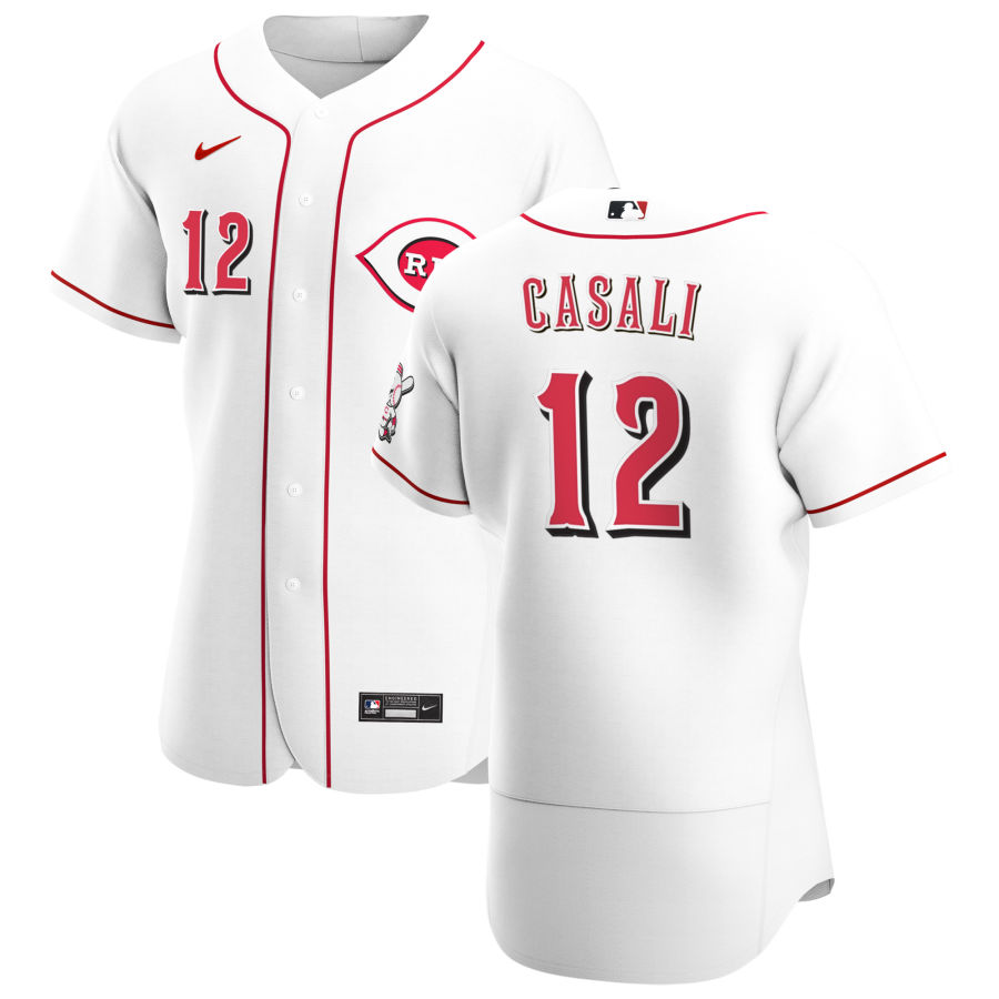 Cincinnati Reds #12 Curt Casali Men Nike White Home 2020 Authentic Player MLB Jersey->tampa bay buccaneers->NFL Jersey